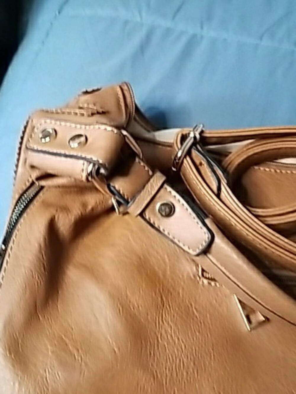 Macy's Large Brown Leather Shoulder Bag with Tassel - Picture 16 of 16